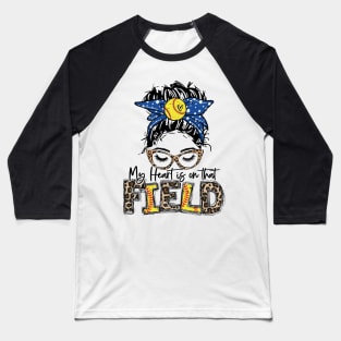 My Heart Is On That Field Softball Tee Leopard Softball Mom Baseball T-Shirt